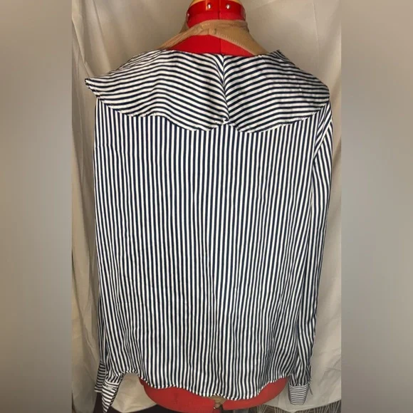 J. Crew Navy and White Striped Shirt - Picture 3 of 5